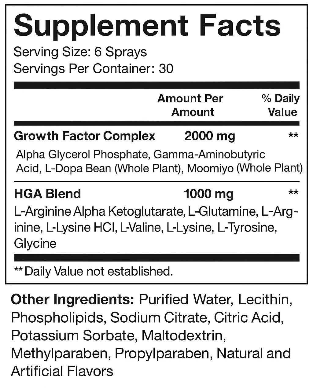 HGA Spray ingredient image